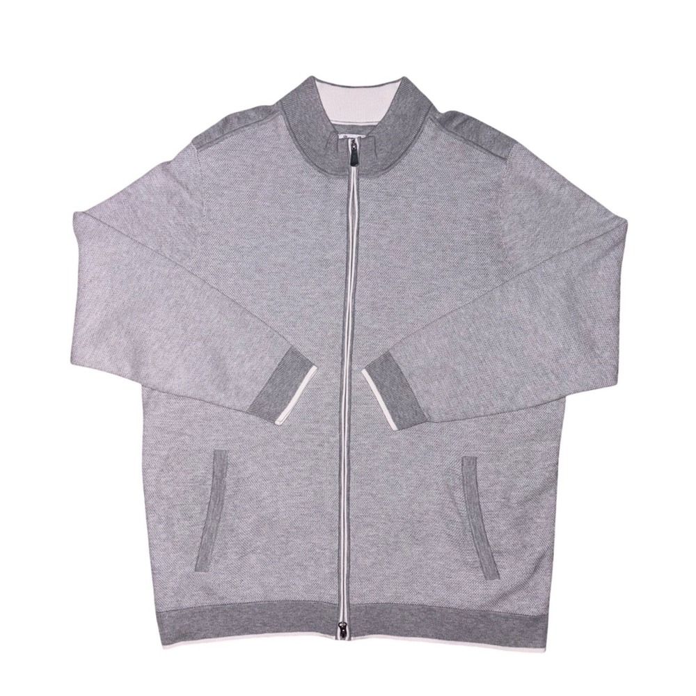Tommy Bahama IslandZone Full Zip Knit Sweater Mens XXL Gray